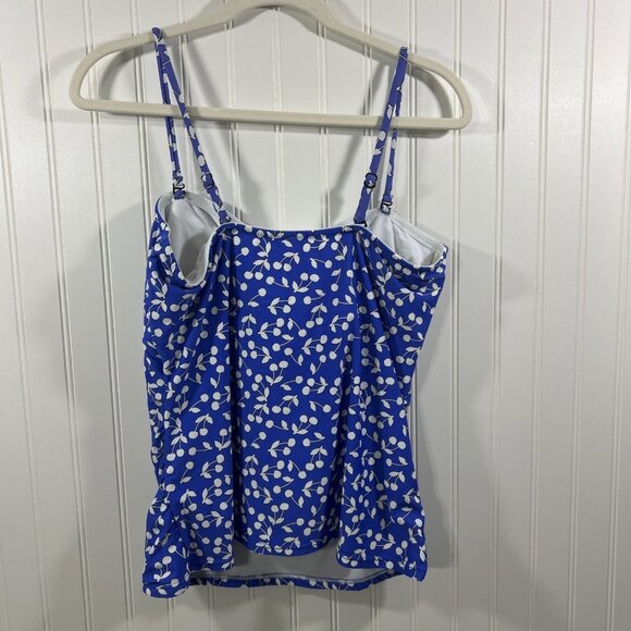 Croft & Barrow Women 16 Tankini Blue White Padded Bra - Picture 3 of 7